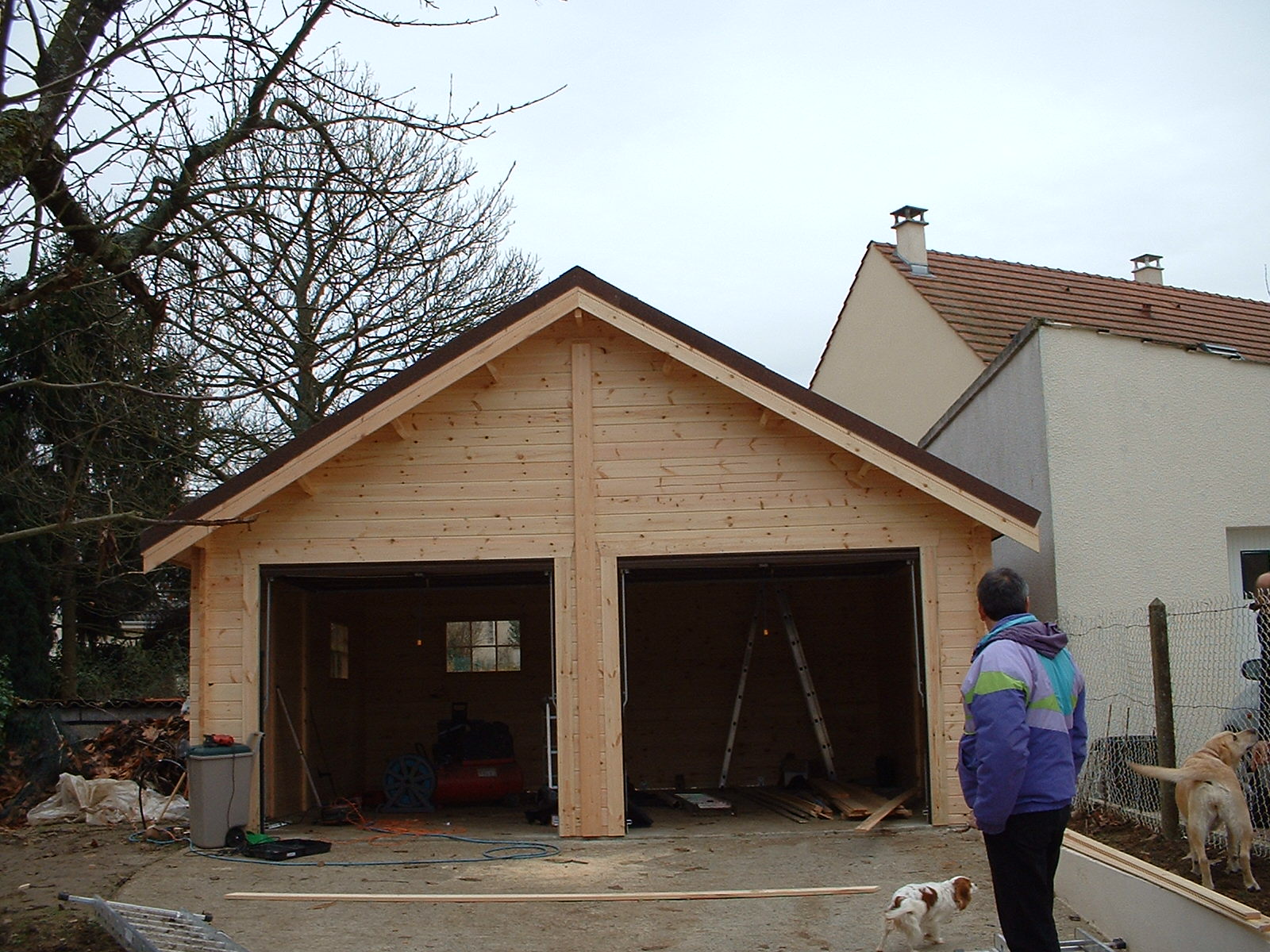 garage bois avec pente 45 °