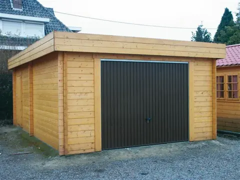 Garage toit plat avec bûcher
